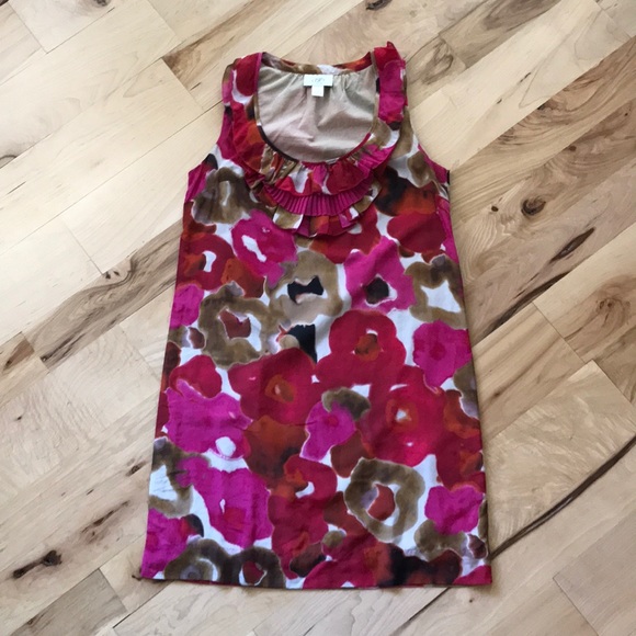 Ann Taylor LOFT Petites Floral Silk Shift Dress SP